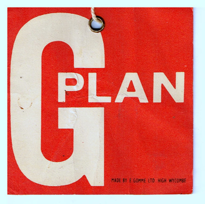 1965-1975 G-Plan Furniture tag.