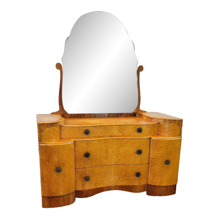 Art Deco Style Bedroom Vanity With Adjustable Mirror 