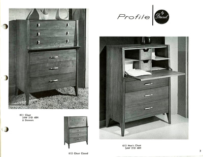 Bureau style chest designed by John Van Koert for Drexel Profile, January 1960.