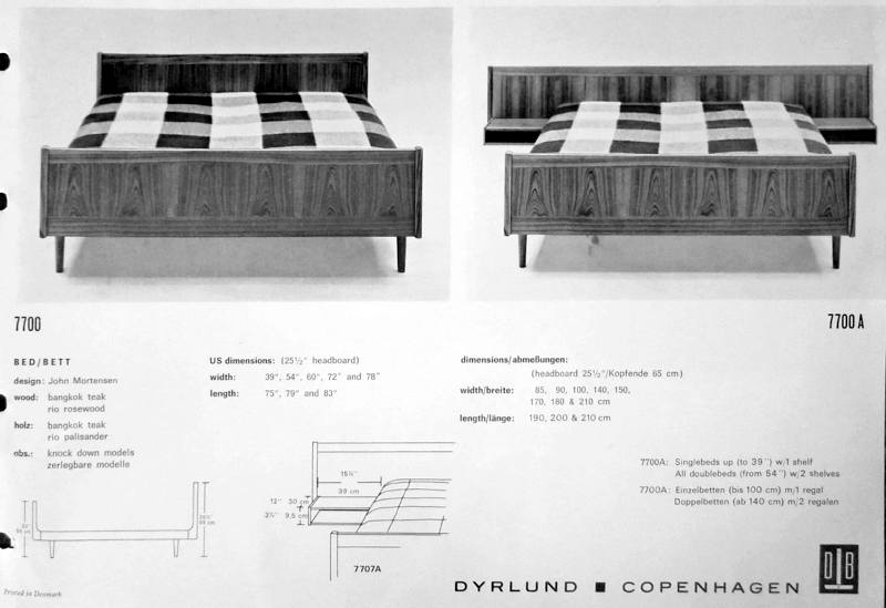 Vintage Danish Modern beds designed by John Mortensen for Dyrlund Copenhagen.