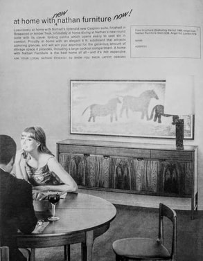 Vintage 1966 magazine advertisement for the 'Caspian' suite by Nathan Furniture.