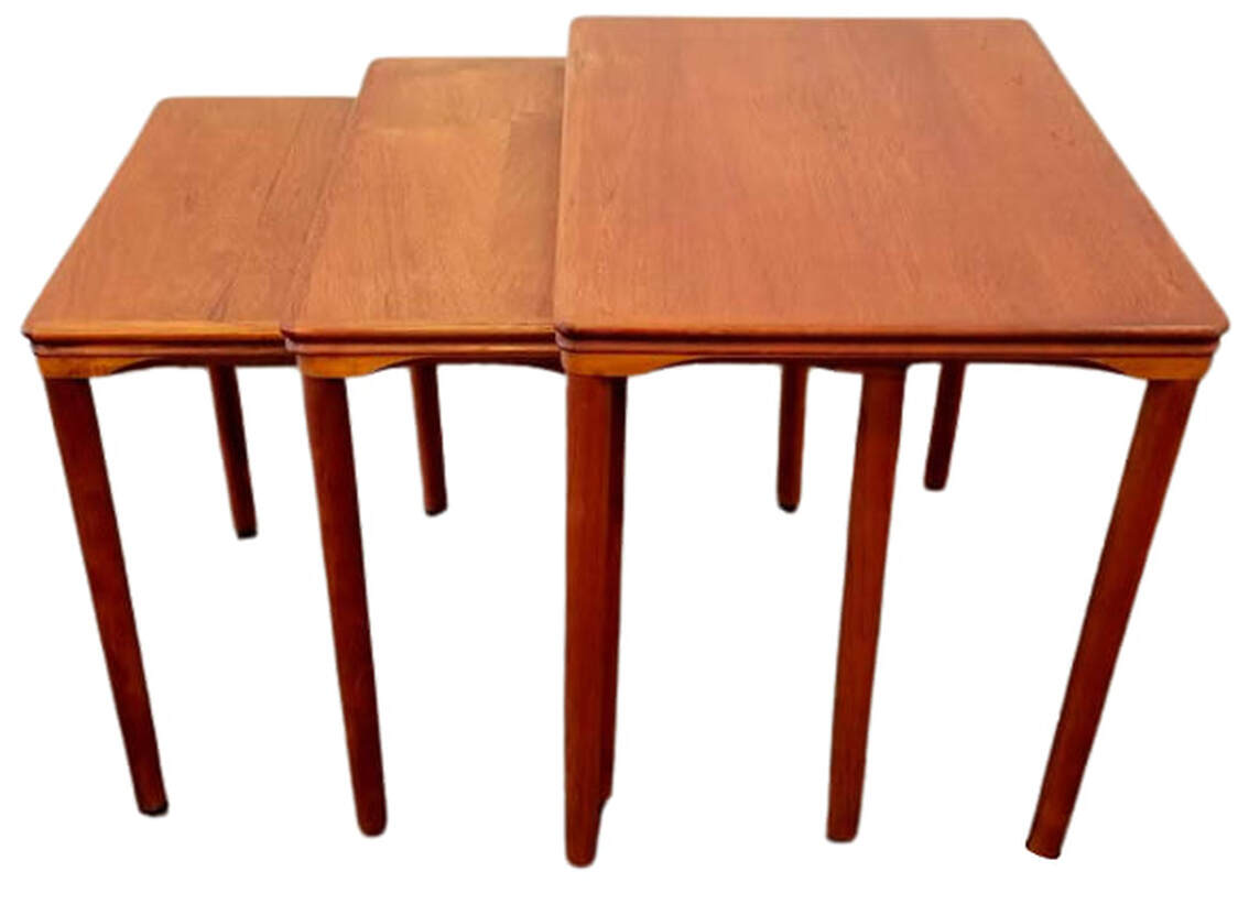 Set of three nesting tables designed by EW Bach for Toften, Denmark, 1960s.